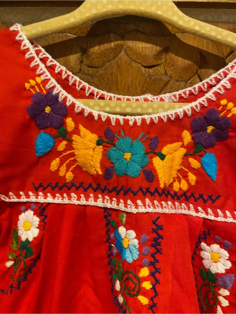 Baby Girl Red Embroidered Floral folk Mexican Dress 6-12 months